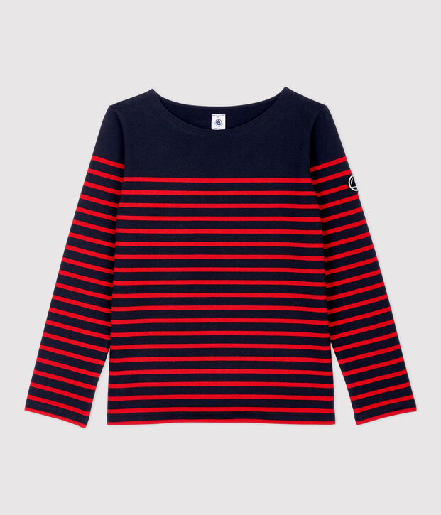 Marini&egrave;re iconica in cotone Donna blu/rosso